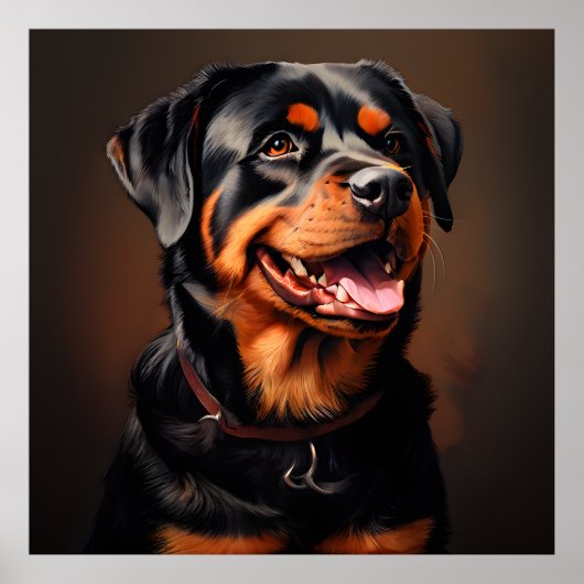 Rottweiler Realisme Kunstportret Poster (Voorkant)