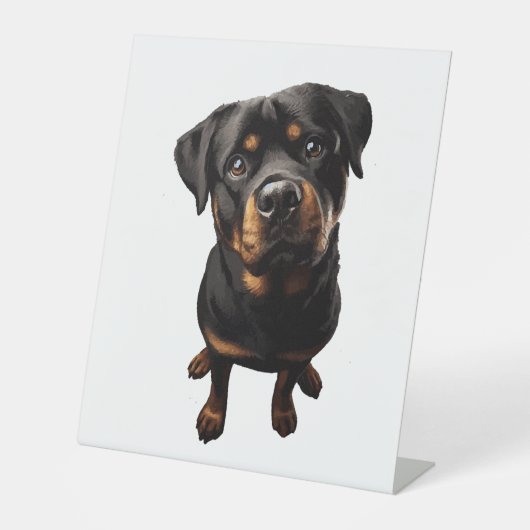 rottweiler reclamebord met voetstuk (Voorkant)