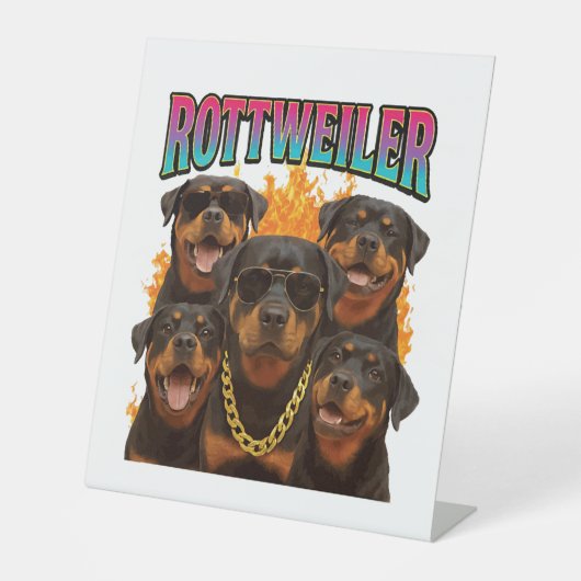 Rottweiler Reclamebord Met Voetstuk (Voorkant)