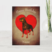 Rottweiler Red Heart Dog Aangepaste verjaardag Kaart (Voorkant)