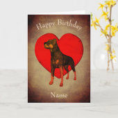 Rottweiler Red Heart Dog Aangepaste verjaardag Kaart (Gele Bloem)