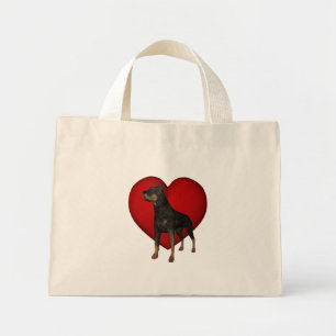 Rottweiler Red Heart Dog Canvas tas