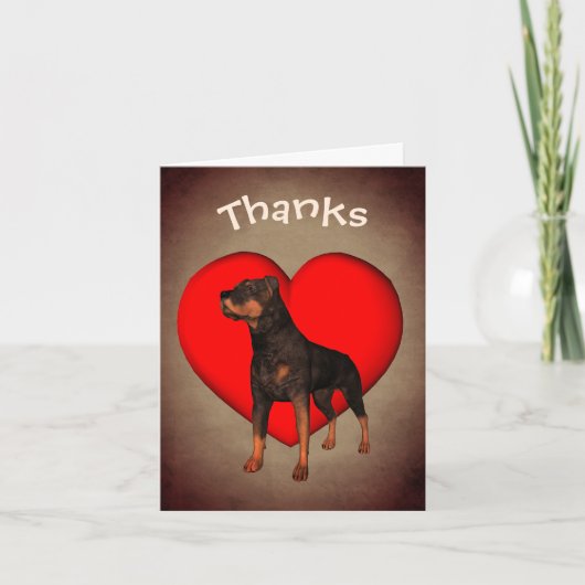 Rottweiler Red Heart Dog Dank u wel Bedankkaart (Voorkant)