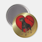 Rottweiler Red Heart Dog Magnet (Voorkant / Achterkant)