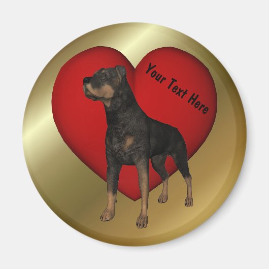 Rottweiler Red Heart Dog Magnet (Voorkant)