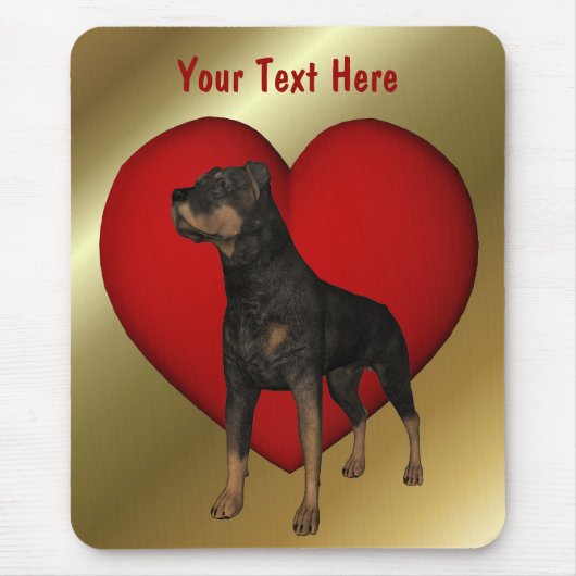 Rottweiler Red Heart Dog Mousepad Muismat (Voorkant)