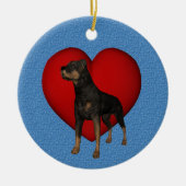 Rottweiler Red Heart Dog Ornament (Voorkant)