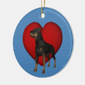 Rottweiler Red Heart Dog Ornament (Links)