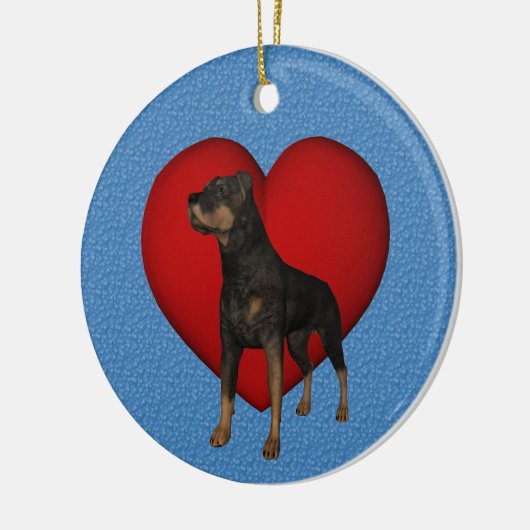 Rottweiler Red Heart Dog Ornament (Links)