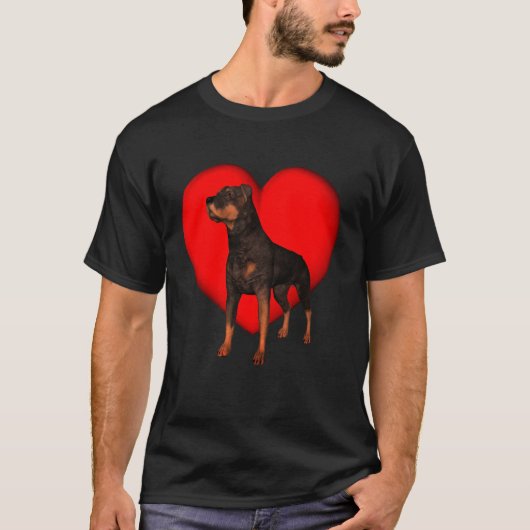 Rottweiler Red Heart T-shirt (Voorkant)