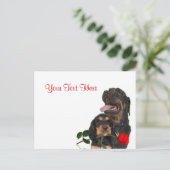Rottweiler Red Rose Valentijn Design Feestdagenkaart (Staand voorkant)