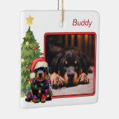 Rottweiler Red White Two Photo Pet Dog Kerstmis Keramisch Ornament (Rechts)