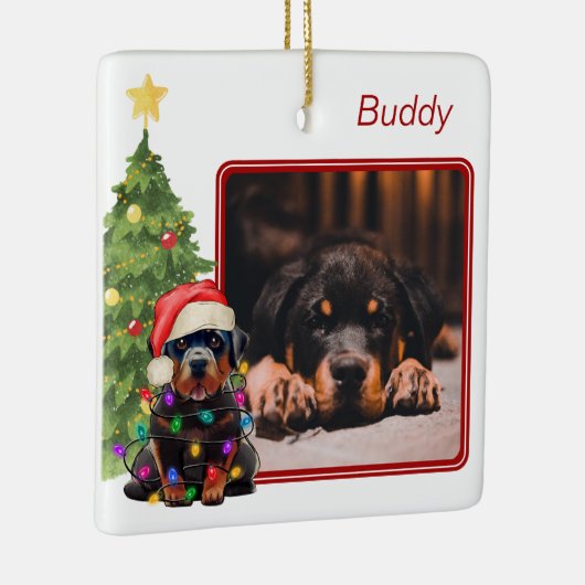 Rottweiler Red White Two Photo Pet Dog Kerstmis Keramisch Ornament (Rechts)