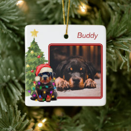 Rottweiler Red White Two Photo Pet Dog Kerstmis Keramisch Ornament