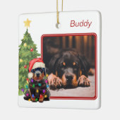 Rottweiler Red White Two Photo Pet Dog Kerstmis Keramisch Ornament (Links)