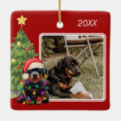 Rottweiler Red White Two Photo Pet Dog Kerstmis Keramisch Ornament (Achterkant)