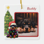 Rottweiler Red White Two Photo Pet Dog Kerstmis Keramisch Ornament (Voorkant)