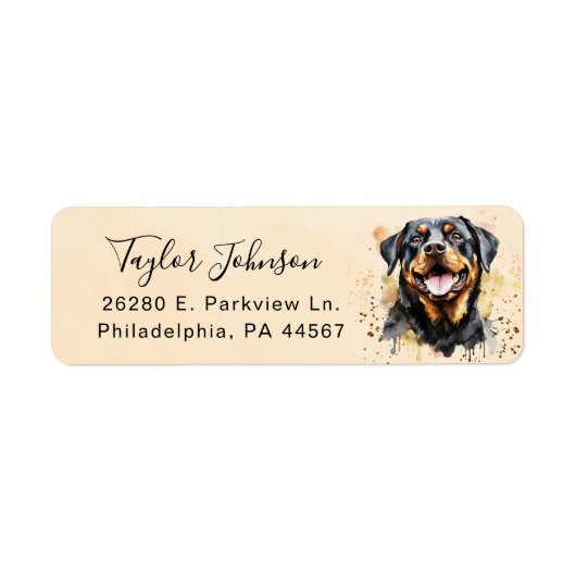Rottweiler Retouradreslabel Etiket (Voorkant)