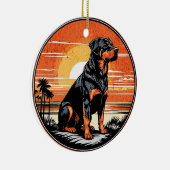Rottweiler Retro Sunset Dog Lover Keramisch Ornament (Rechts)