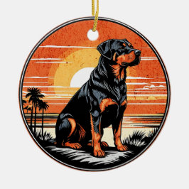 Rottweiler Retro Sunset Dog Lover Keramisch Ornament