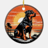 Rottweiler Retro Sunset Dog Lover Keramisch Ornament (Achterkant)