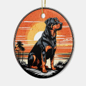 Rottweiler Retro Zonsondergang Hond Liefhebber Keramisch Ornament (Links)