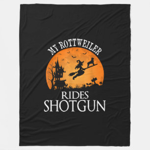Rottweiler Rides Shotgun Hondenliefhebber Hallowee Fleece Deken