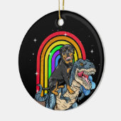 Rottweiler Riding Dinosaur T rex Rainbow Keramisch Ornament (Links)