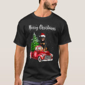 Rottweiler Riding Red Truck Merry Kersthond S T-shirt (Voorkant)