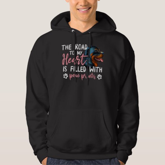 Rottweiler Road Naar Mijn Hart Hond Eigenaar Graph Hoodie (Voorkant)