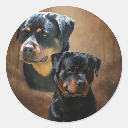 Rottweiler Ronde Sticker (Voorkant)