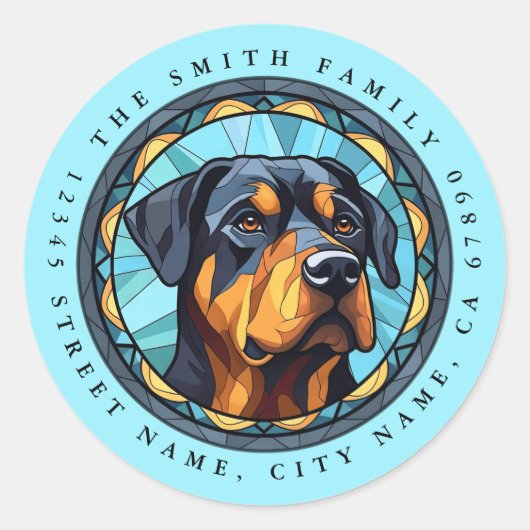 Rottweiler Ronde Stickers (Voorkant)