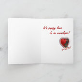 Rottweiler Rose and Hearts Valentine Feestdagen Kaart (Binnen)