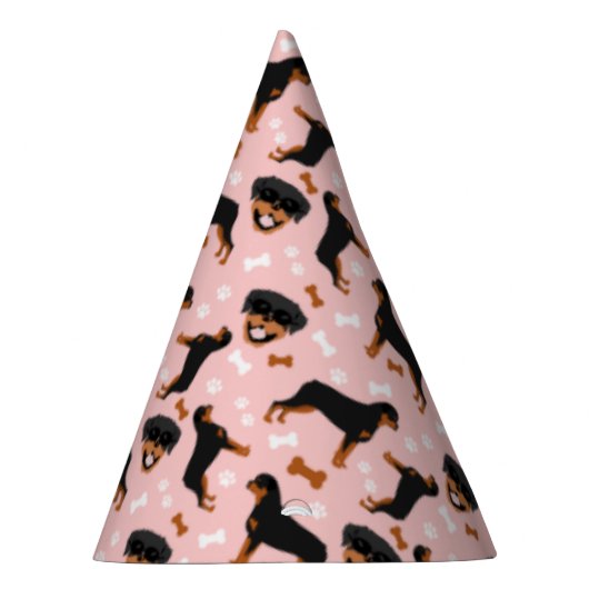 Rottweiler roteert roze meidenschilderpatroon feesthoedjes (Rechts)