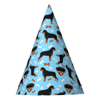 Rottweiler Rottie Blue Boy Pawprint Patroon Feesthoedjes