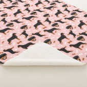 Rottweiler Rottie Dog Pattern Pink Sherpa Blanket Sherpa Deken (3/4)