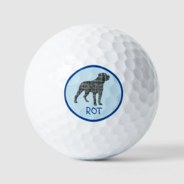 Rottweiler / Rottie Dog Silhouette Mono Grid Blue Golfballen