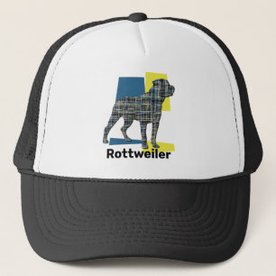 Rottweiler / Rottie Dog Silhouette Tricolor Grid Trucker Pet