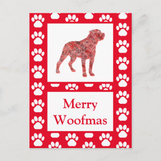 Rottweiler Rottie DogSilhouette RedMerry Christmas Briefkaart