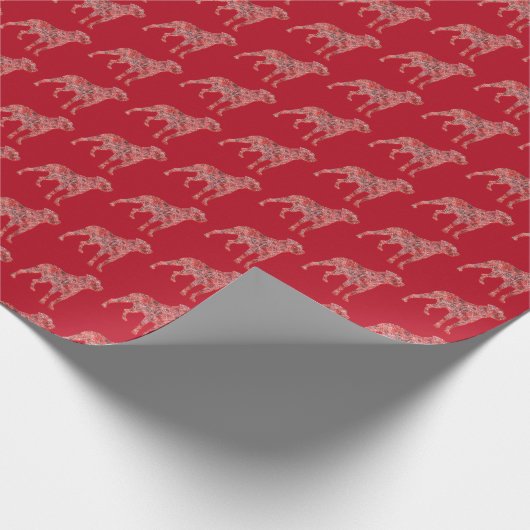 Rottweiler Rottie Kerst Hond Schattig SilhouetRood Cadeaupapier (Hoek)