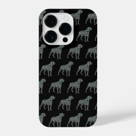 Rottweiler Rottie Leuke Hond Silhouet Raster Zwart iPhone 14 Plus Hoesje
