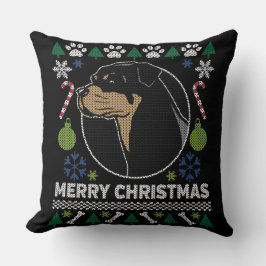 Rottweiler Rottie Merry kerst Ugly Sweater Kussen