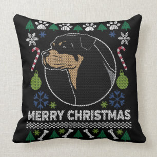 Rottweiler Rottie Merry kerst Ugly Sweater Kussen
