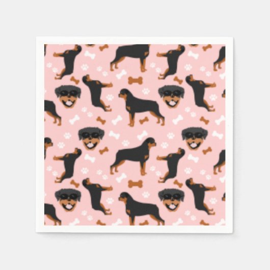 Rottweiler Rotties Dog Pattern Napkins Servet (Voorkant)