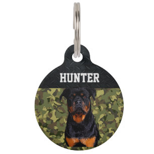 Rottweiler Rugged Camo naam Cool Dog Animal Pet Huisdierpenning