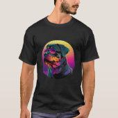 Rottweiler s Synthwave Sunset Aesthetic T-shirt (Voorkant)