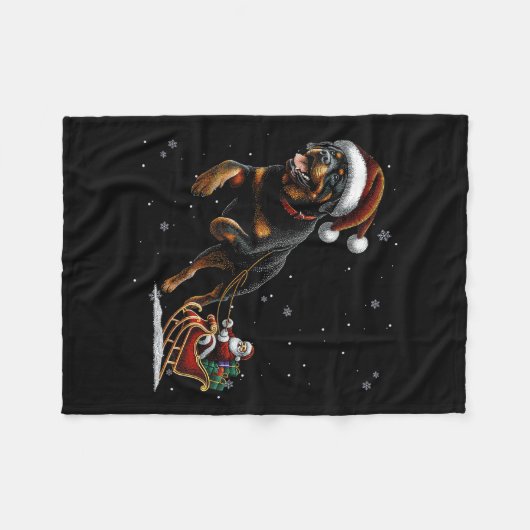 Rottweiler Santa Christmas Tree Lights Ugly Pajama Fleece Deken (Voorkant (Horizontaal))