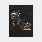 Rottweiler Santa Christmas Tree Lights Ugly Pajama Fleece Deken (Voorkant)