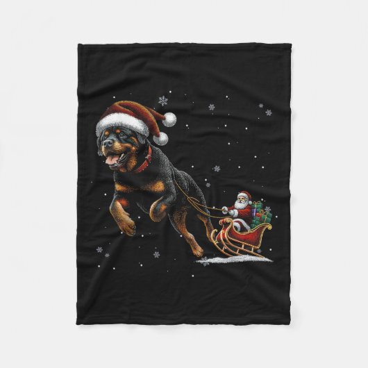 Rottweiler Santa Christmas Tree Lights Ugly Pajama Fleece Deken (Voorkant)