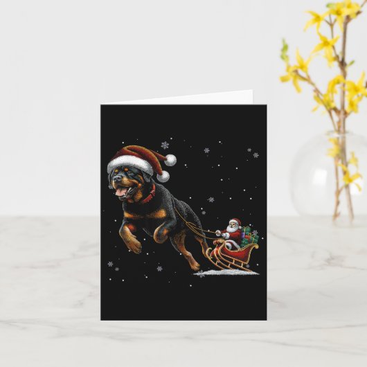 Rottweiler Santa Christmas Tree Lights Ugly Pajama Kaart (Gele Bloem)